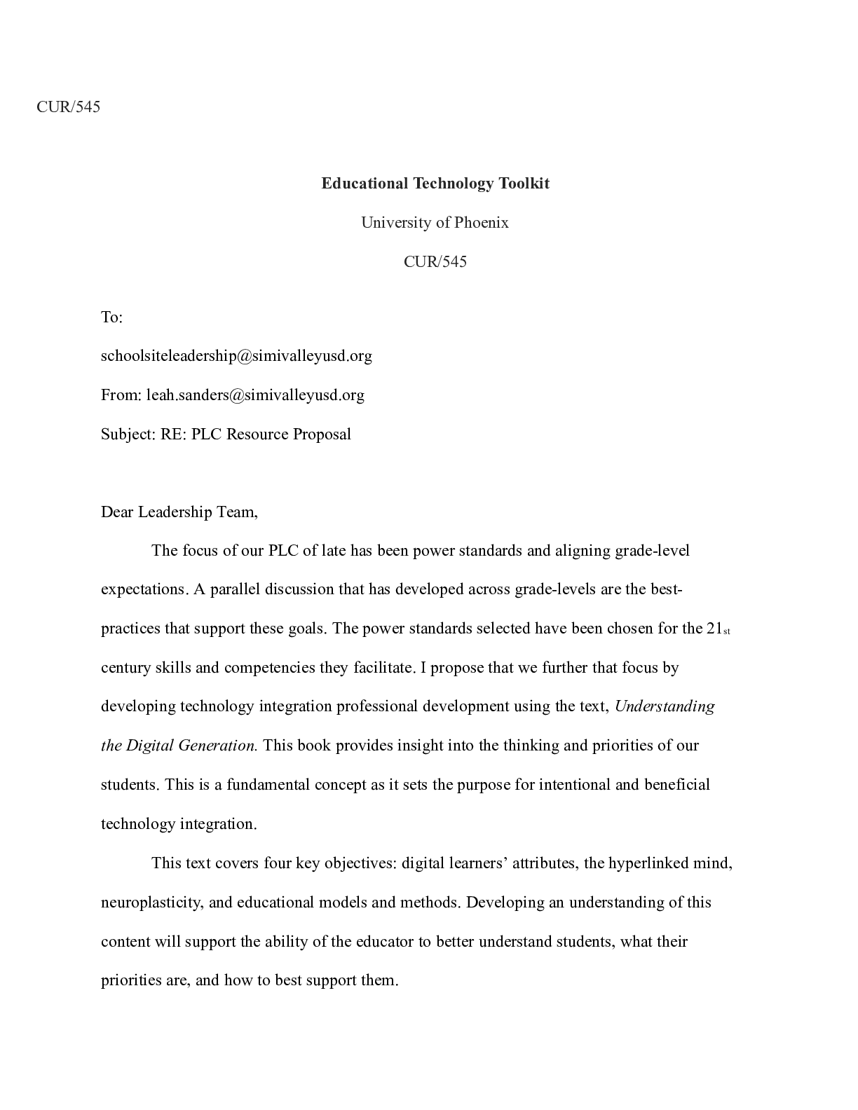 Preview image of Educational Technology Toolkit.docx  CUR/545  Educational Technology Toolkit  University o document